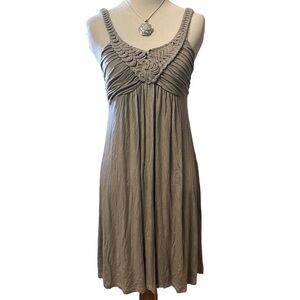 Soprano light gray tank style dress, fitted at bodice, flowy from there